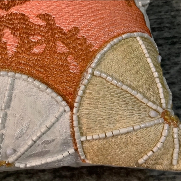 Pier 1 Imports Beaded Embroidered Lemon Orange Peach Fruit Pillow 16" x …      c - Picture 3 of 7